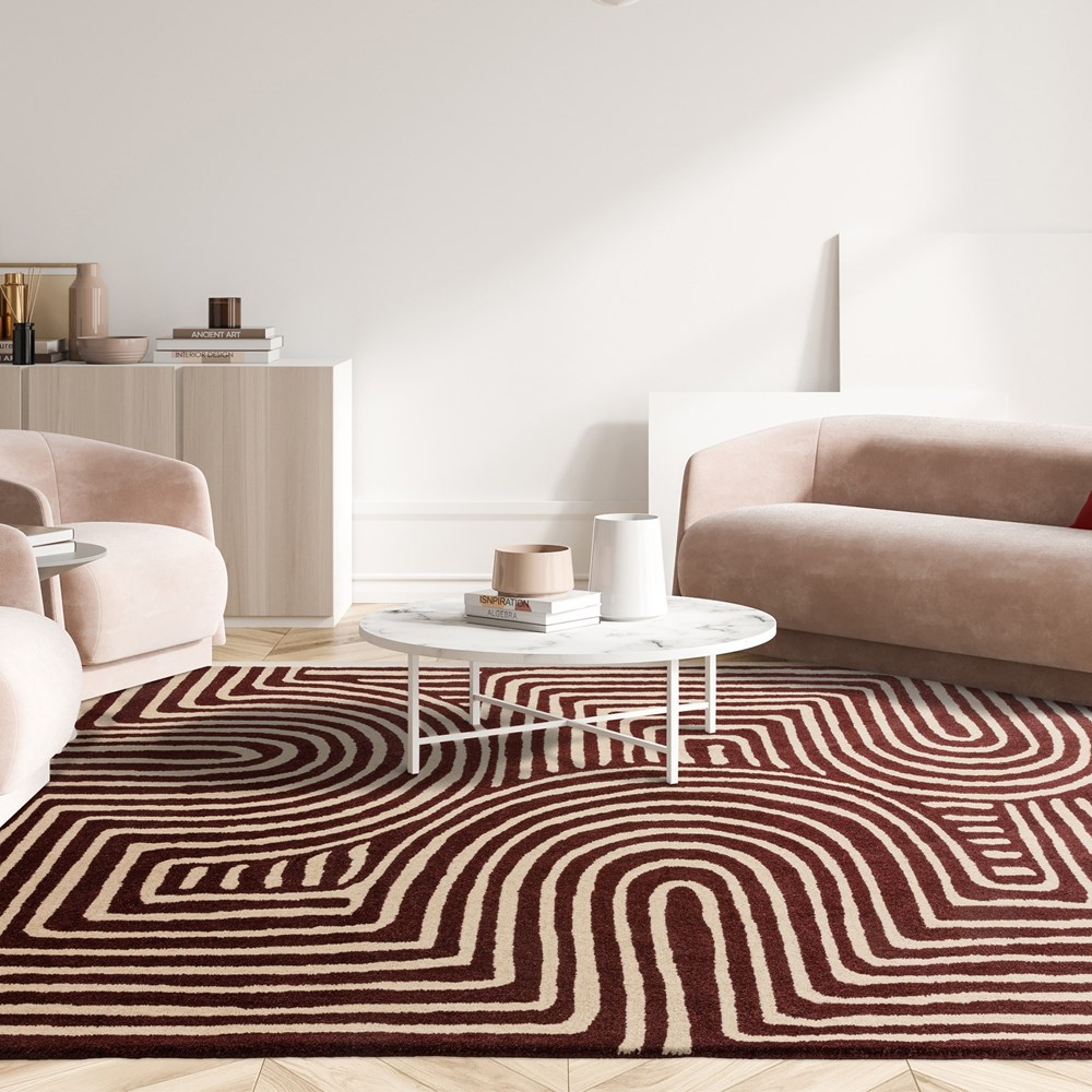 Reef Curve RF29 Modern Abstract Rug in Plum Purple